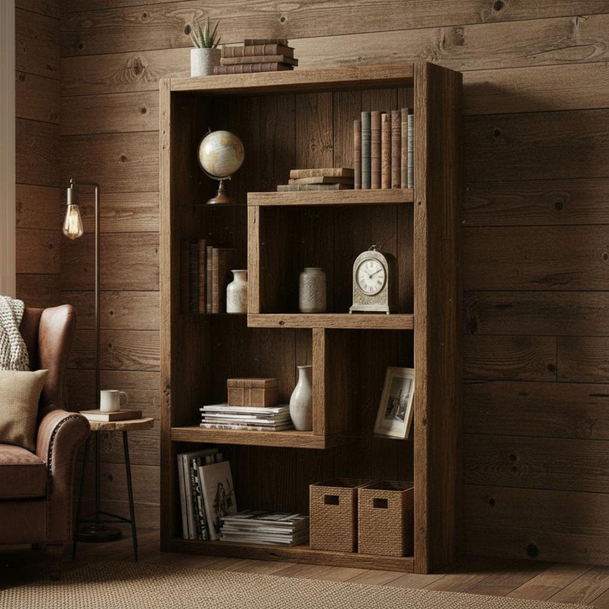 DIY Bookcase Plans PDF | Easy-to-Build Wooden Bookshelf, Wall Shelf Project | Minimalist Mid-Century Furniture - view 2