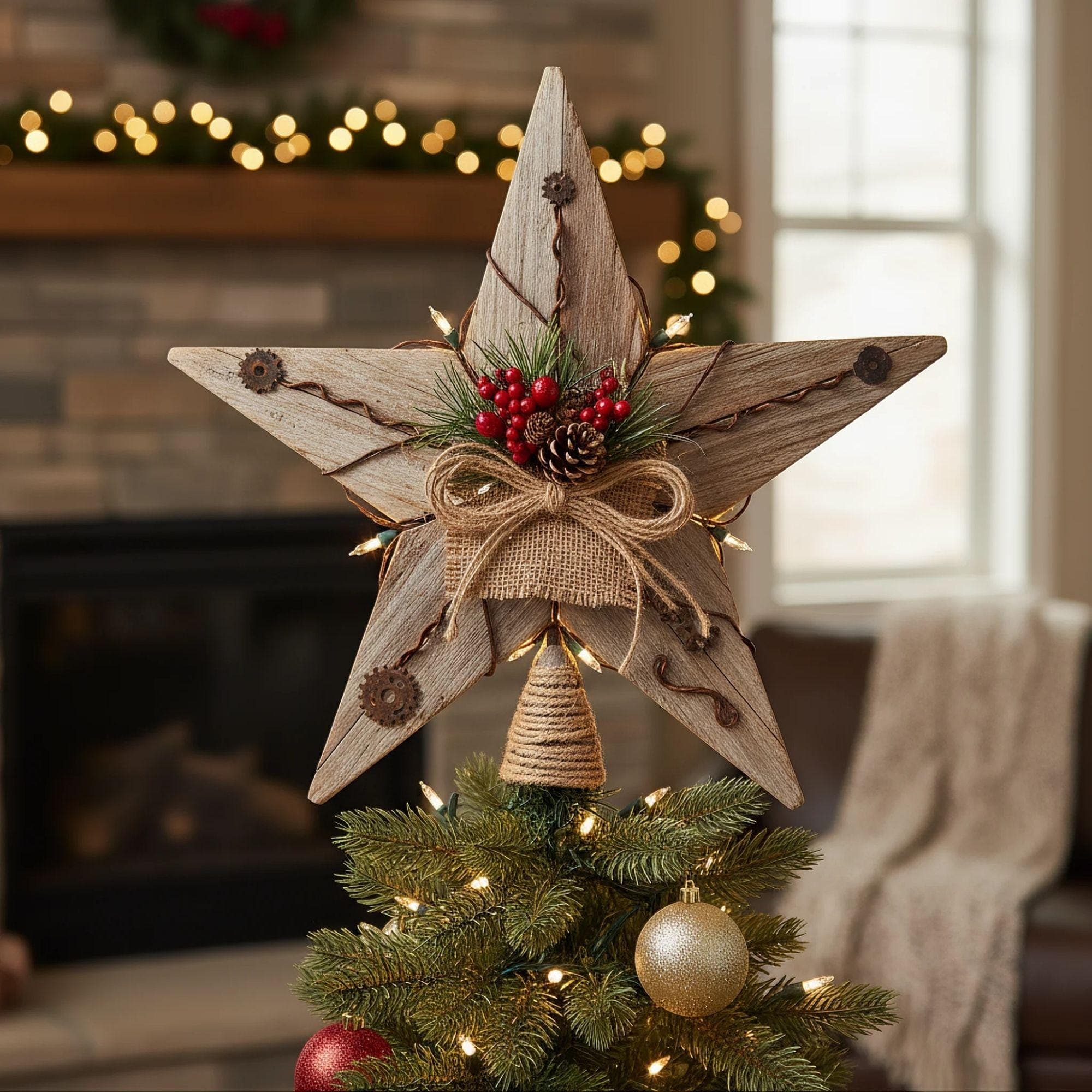 Christmas Tree Topper Star | DIY Wooden Tree Topper Plans | Rustic Christmas Tree Topper | Barnwood Tree Topper (Digital Download) - view 2