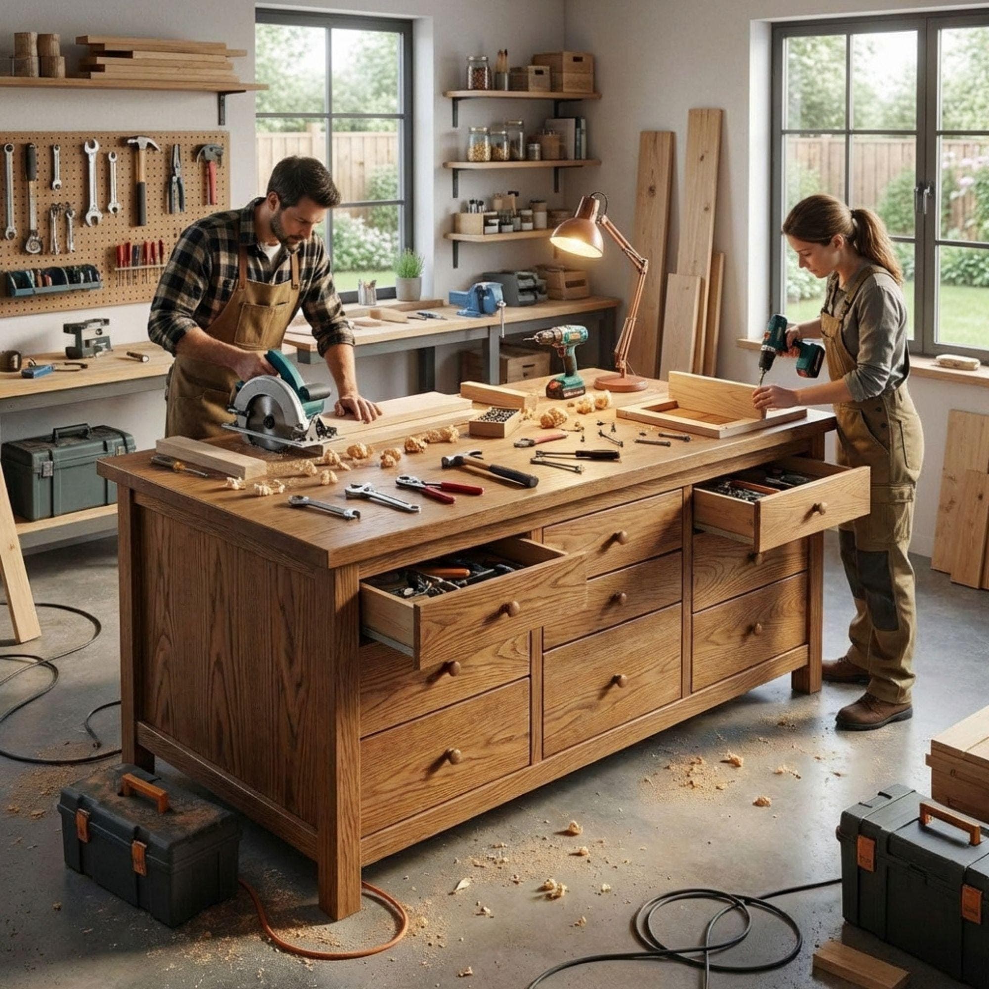 DIY Multipurpose Workbench Plans | Assembly Work Bench PDF | Garage Work Bench Storage | Craft Room Table Build | Tool Chest Pattern - view 6